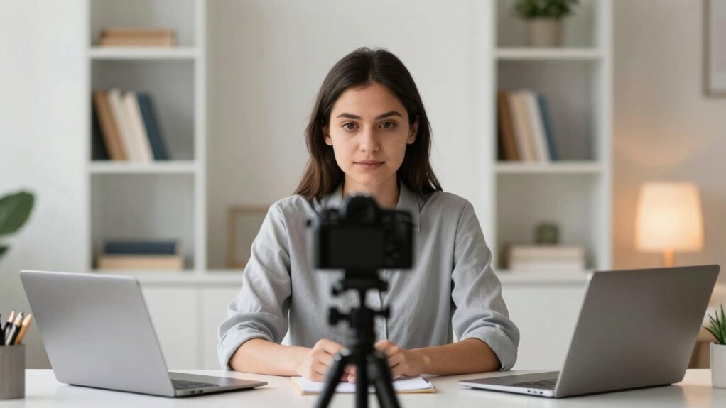 lighting and microphone setup