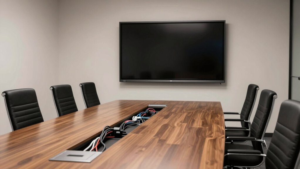 organized conference room cables