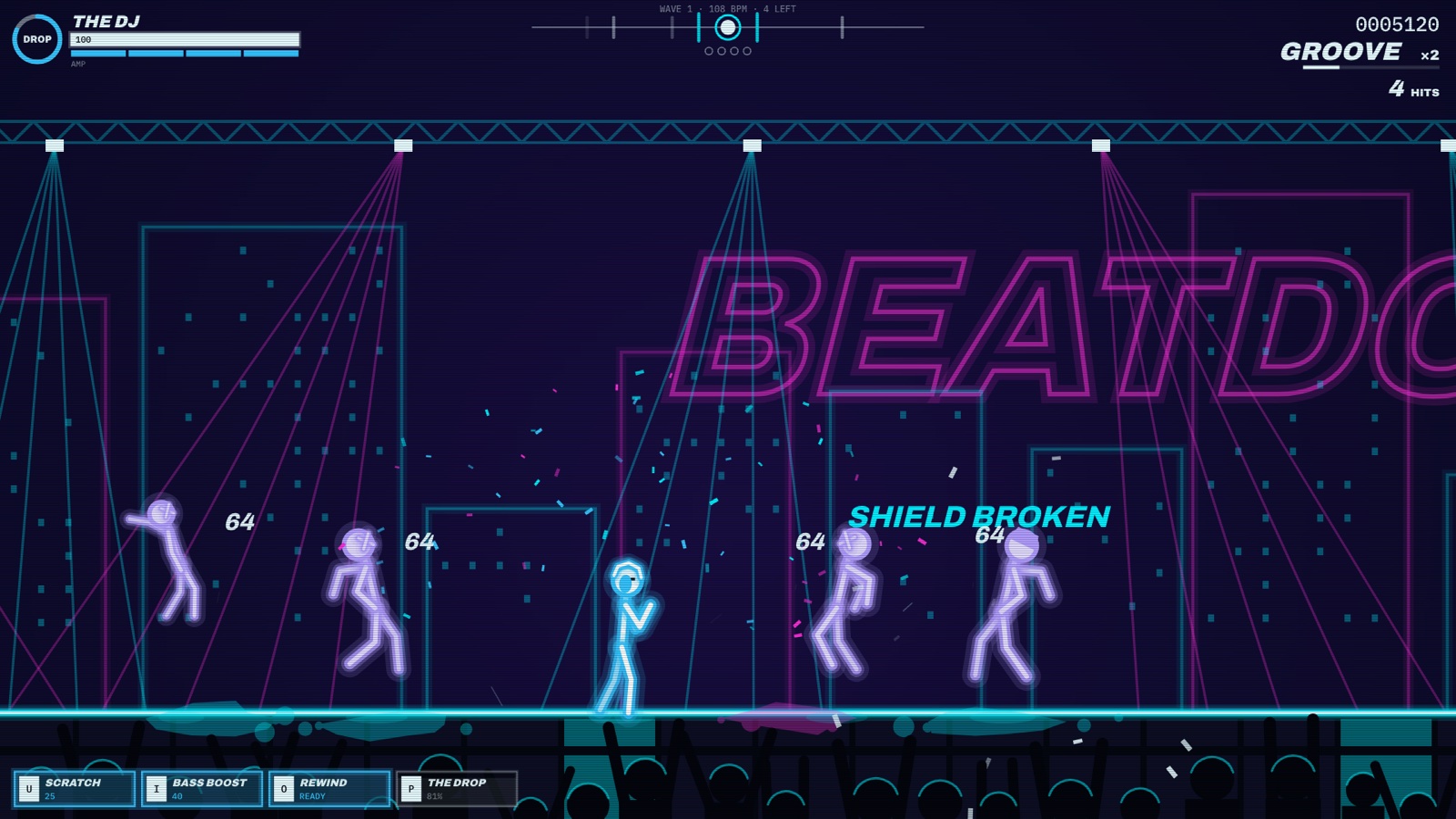 Stickman Arcade: Nine Free Browser Games and an Animator, Built by AI in One Day 8 Neon DJ unleashing a stage-wide blast with confetti and a flash as the music drops